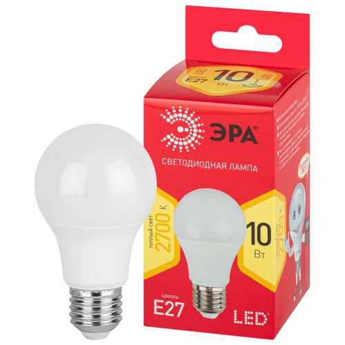 Лампа светодиодная RED LINE LED A60-10W-827-E27 R 10Вт A60 груша 2700К тепл. бел. E27 Эра Б0049634 Б0049634