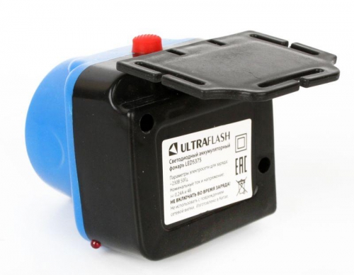 Фонарь аккумуляторный налобный LED5375 LED 0.4Вт 2 режима 220В пластик. голуб. (бокс) Ultraflash 14252 14252