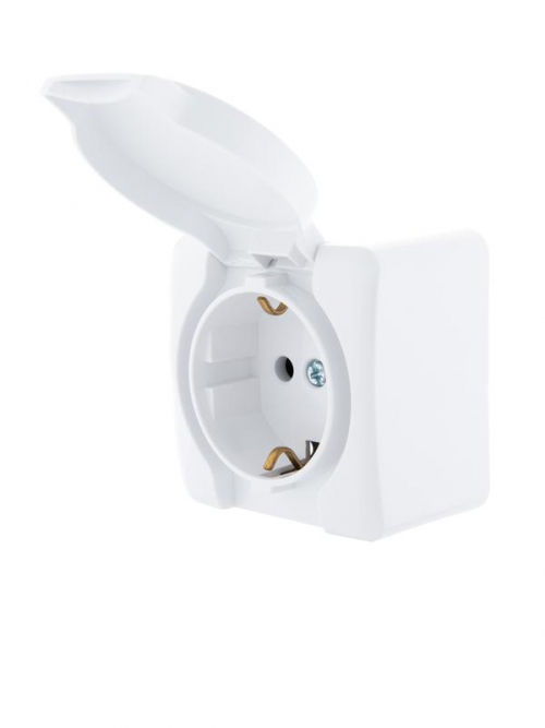 Розетка 1-м ОП Viola с заземл. с крышкой бел. LEZARD 751-0200-123 751-0200-123