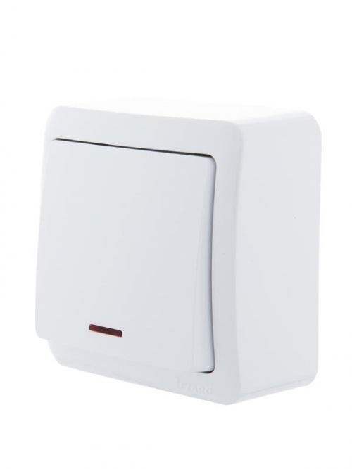 Выключатель 1-кл. 1п ОП Viola 10А IP20 с подсветкой бел. LEZARD 751-0200-111 751-0200-111