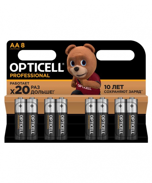 Элемент питания алкалиновый AA/LR6 (блист. 8шт) Professional Opticell 5052007 5052007