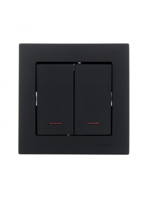 Выключатель 2-кл. СП Vesna с индикацией механизм черн. бархат LEZARD 742-4288-112 742-4288-112