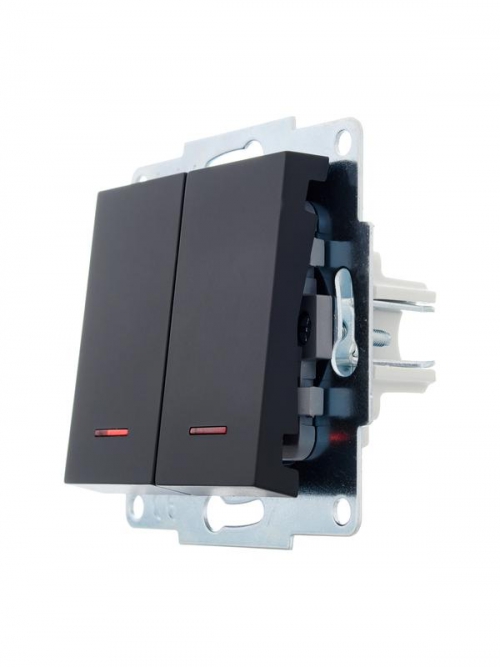 Выключатель 2-кл. СП Vesna с индикацией механизм черн. бархат LEZARD 742-4288-112 742-4288-112