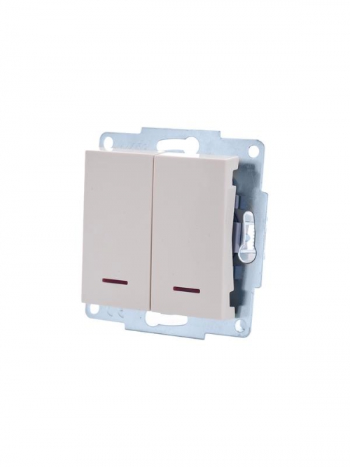 Переключатель проходной 1-кл. СП Vesna с индикацией механизм крем. LEZARD 742-0388-114 742-0388-114