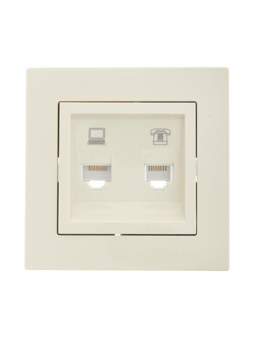 Розетка компьютерная + телефонная 1-м СП Vesna механизм крем. LEZARD 742-0388-143 742-0388-143