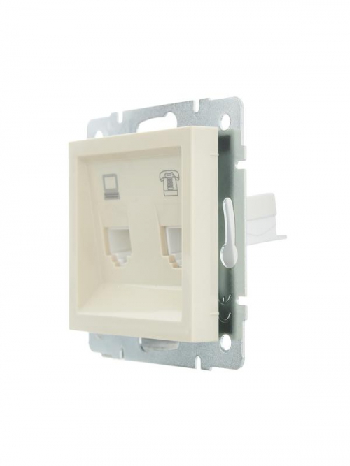 Розетка компьютерная + телефонная 1-м СП Vesna механизм крем. LEZARD 742-0388-143 742-0388-143