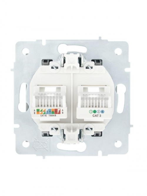 Розетка компьютерная + телефонная 2-м СП Vesna механизм платина LEZARD 742-3588-143 742-3588-143