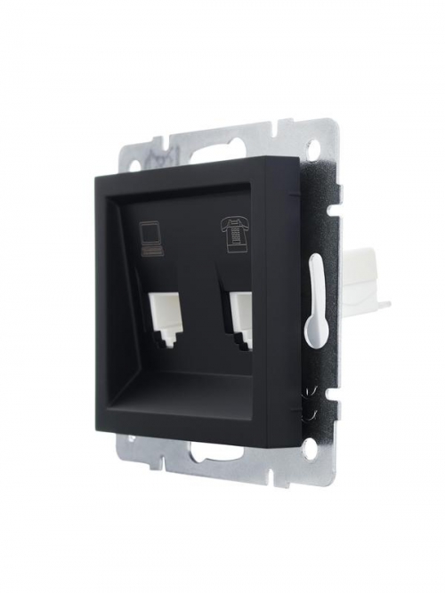 Розетка компьютерная + телефонная 1-м СП Vesna механизм черн. бархат LEZARD 742-4288-143 742-4288-143