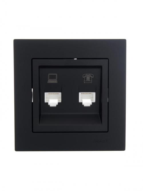 Розетка компьютерная + телефонная 1-м СП Vesna механизм черн. бархат LEZARD 742-4288-143 742-4288-143