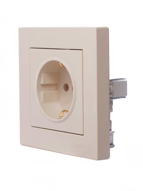 Розетка 1-м СП Vesna с заземл. ПБТ механизм крем. LEZARD 742-0388-122B 742-0388-122B