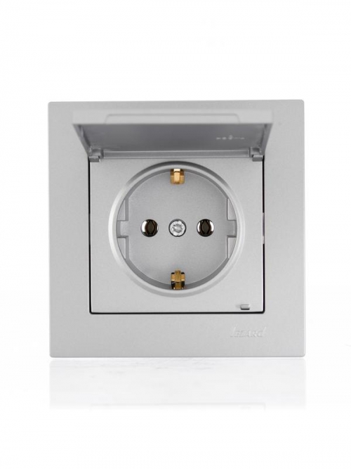 Розетка 1-м СП Vesna с заземл. с крышкой ПБТ механизм платина LEZARD 742-3588-123B 742-3588-123B