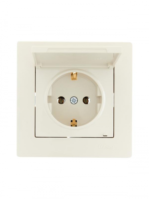 Розетка 1-м СП Vesna с заземл. с крышкой ПБТ механизм кремов. LEZARD 742-0388-123B 742-0388-123B