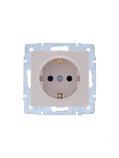 Розетка 1-м СП Vesna с заземл. защ. шторки ПБТ механизм крем. LEZARD 742-0388-124B 742-0388-124B