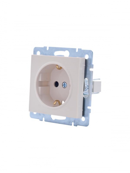 Розетка 1-м СП Vesna с заземл. защ. шторки ПБТ механизм крем. LEZARD 742-0388-124B 742-0388-124B