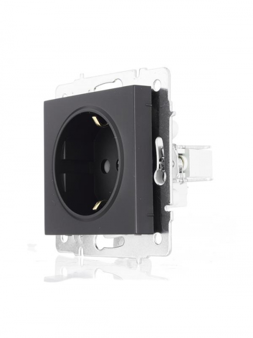 Розетка 1-м СП Vesna с заземл. защ. шторки ПБТ механизм черн. бархат LEZARD 742-4288-124B 742-4288-124B