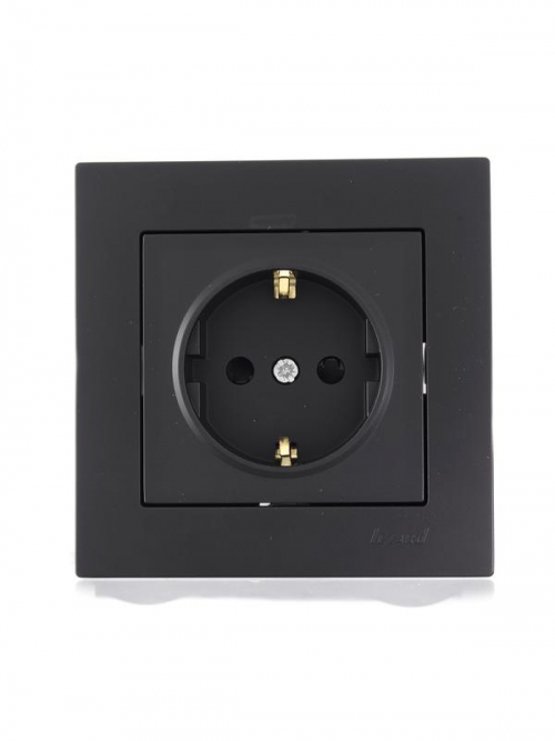 Розетка 1-м СП Vesna с заземл. защ. шторки ПБТ механизм черн. бархат LEZARD 742-4288-124B 742-4288-124B