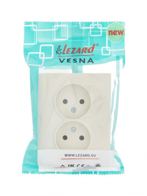 Розетка 2-м СП VESNA без заземл. ПБТ кремов. LEZARD 742-0300-128B 742-0300-128B