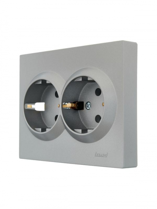 Розетка 2-м СП VESNA с заземл. ПБТ платина LEZARD 742-3500-127B 742-3500-127B