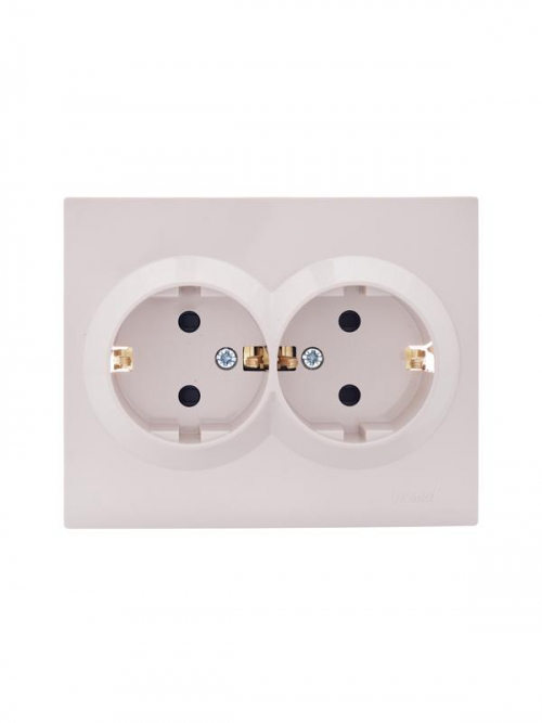 Розетка 2-м СП VESNA с заземл. со шторками ПБТ кремов. LEZARD 742-0300-178B 742-0300-178B