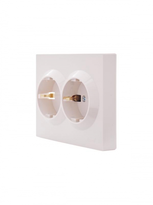 Розетка 2-м СП VESNA с заземл. со шторками ПБТ кремов. LEZARD 742-0300-178B 742-0300-178B