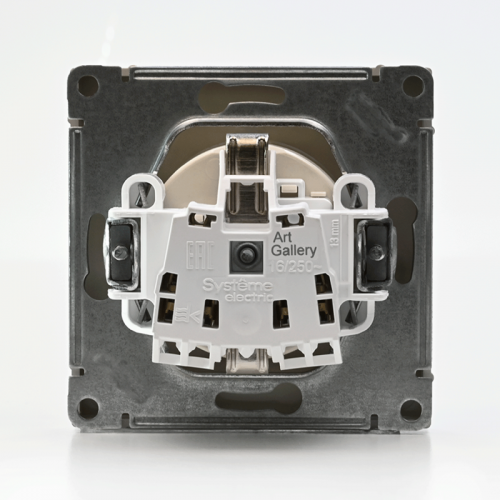 Розетка ArtGallery 16А с заземл. со шторками быстрозажим. клем. механизм алюм. SE GAL000345S GAL000345S