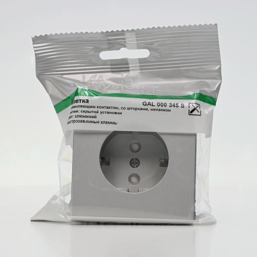 Розетка ArtGallery 16А с заземл. со шторками быстрозажим. клем. механизм алюм. SE GAL000345S GAL000345S