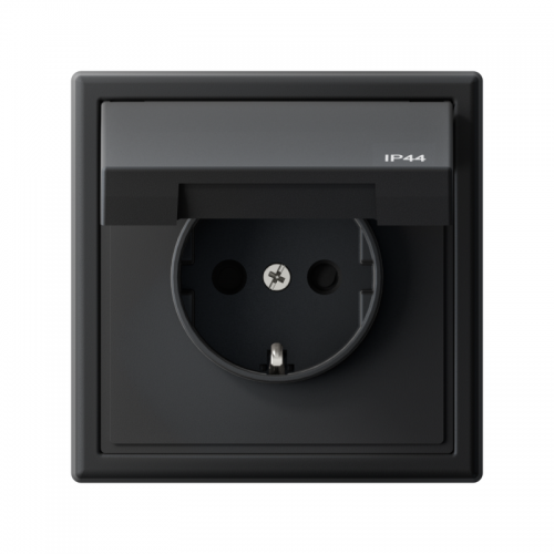 Розетка ArtGallery 16А IP44 с заземл. со шторками с крышкой быстрозажим. клем. механизм карбон SE GAL441046S GAL441046S