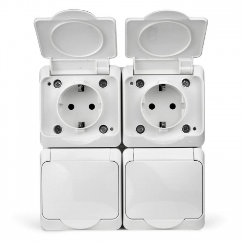 Розетка 4-м ОП Nix 16А IP54 250В с заземл. с крышкой бел. TOKOV ELECTRIC TKE-NX-R4Z-C01-IP54 TKE-NX-R4Z-C01-IP54