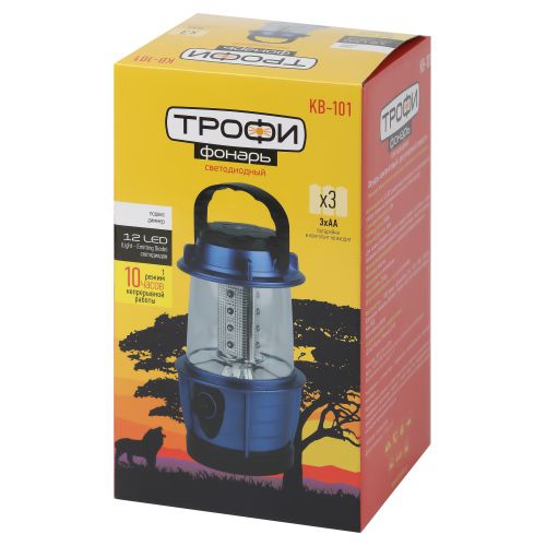 Фонарь светодиодный кемпинговый KB-101 12LED элементы питания 3хAA (не в компл.) син. металлик Трофи Б0054482 Б0054482