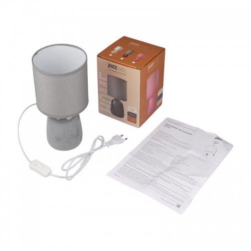 Светильник настольный JH2-02-gy E14 IP20 130х130х255мм керамика; ткань; PVC-пластик сер. JazzWay 5062320 5062320