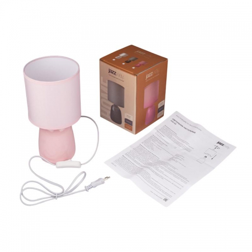 Светильник настольный JH2-02-pk E14 IP20 130х130х255мм керамика; ткань; PVC-пластик роз. JazzWay 5062337 5062337