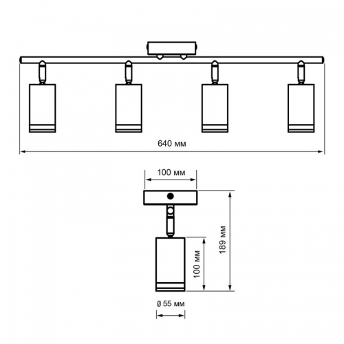 Светильник PCL-0404 4xGU10 IP20 230В BL настен./потолочн. декор. под лампу JazzWay 5066687 5066687