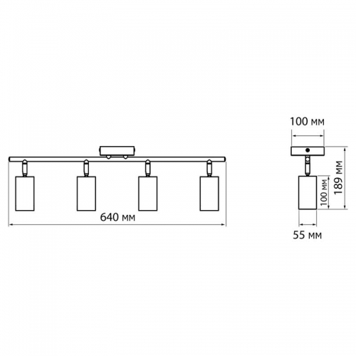 Светильник PCL-0404 4xGU10 IP20 230В WH настен./потолочн. декор. под лампу JazzWay 5066700 5066700