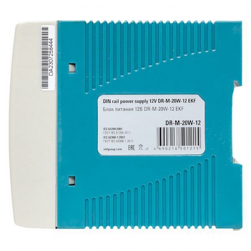 Блок питания на DIN-рейку 20Вт Uвх ~ 220В AC m Uвых - 12В DC постоянного тока EKF DR-M-20W-12 DR-M-20W-12