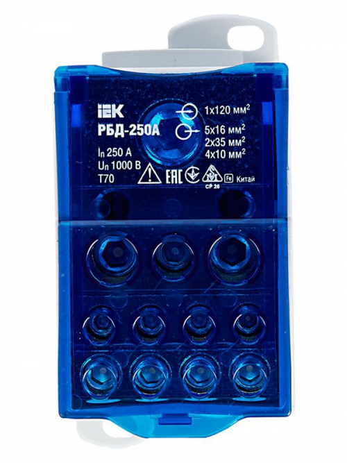 Блок распределительный на DIN-рейку РБД-250А ИЭК RBD-250 RBD-250