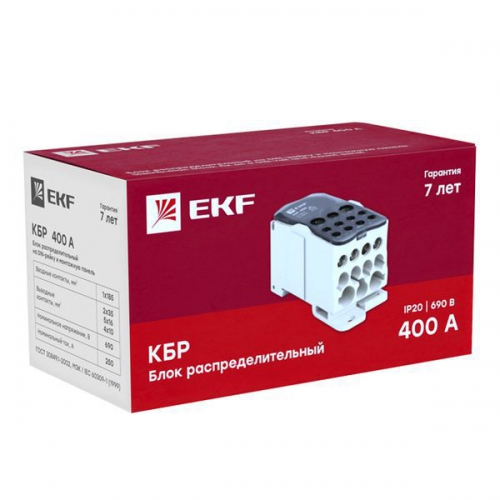 Блок распределительный КРОСС крепеж на панель и DIN КБР-400А EKF plc-kbr400 plc-kbr400