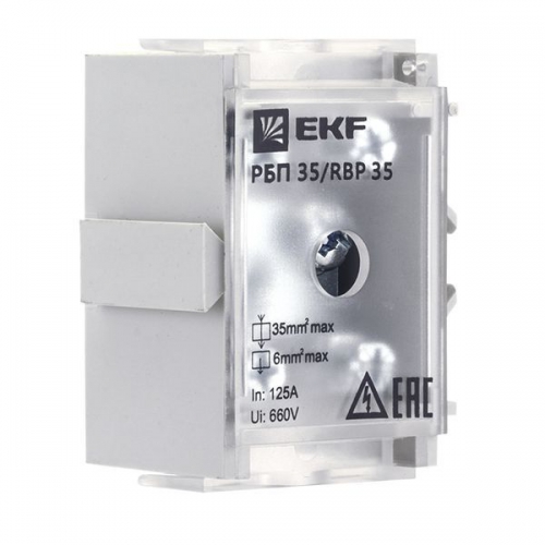 Блок распределительный проходной РБП 35 (1х35-4х6кв.мм) 125/50А PROxima EKF RBP-35-50 RBP-35-50