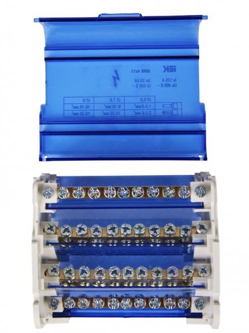 Шина на DIN-рейку в корпусе (кросс-модуль) ШНК 4х11 3L+PEN IEK YND10-4-11-125 YND10-4-11-125