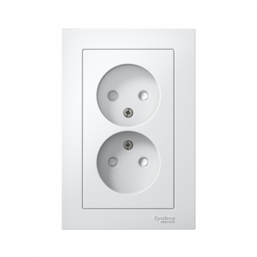 Розетка 2-м СП AtlasDesign 16А IP20 без заземл. защ. шторки в сборе бел. SE ATN000122 ATN000122