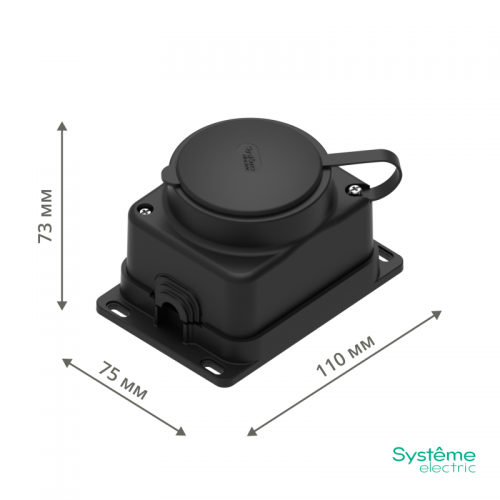 Колодка удлинителя 1-м MultiSet 16А 250В IP44 с заземл. каучук черн. SE MST4003BK MST4003BK