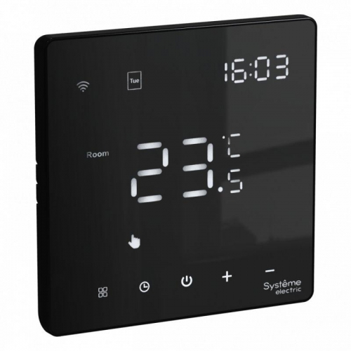 Термостат программируемый ArtGallery 16А с Wi-Fi для электрич. теплого пола моноблочный черн. SE GAL001038 GAL001038