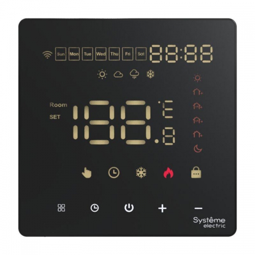 Термостат программируемый ArtGallery 16А с Wi-Fi для электрич. теплого пола моноблочный черн. SE GAL001038 GAL001038