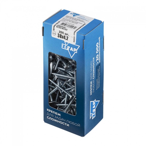 Саморез усиленный для тонкого метал. листа 4.2х38 (коробка) (уп.200шт) Zitar 102143 102143
