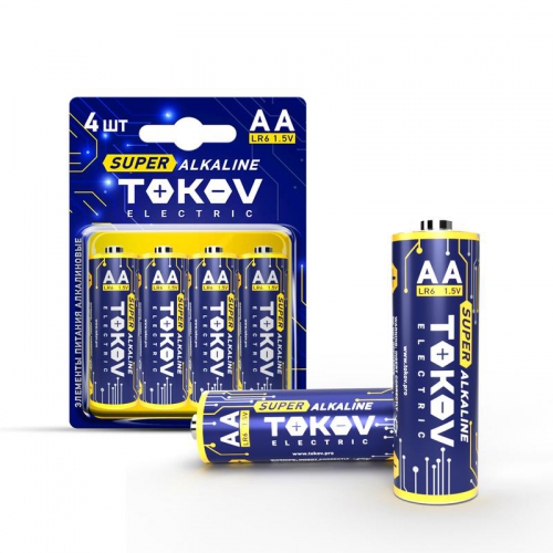 Элемент питания алкалиновый AA/LR6 (блист.4шт) TOKOV ELECTRIC TKE-ALS-LR6/B4 TKE-ALS-LR6/B4
