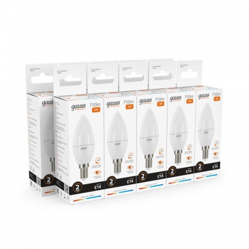 Лампа светодиодная Elementary 10Вт свеча 3000К тепл. бел. E14 710лм GAUSS 33110 33110