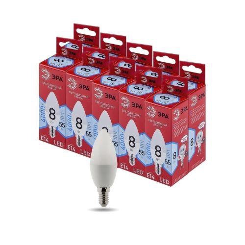 Лампа светодиодная RED LINE LED B35-8W-840-E14 R 8Вт B35 свеча 4000К нейтр. бел. E14 Эра Б0050200 Б0050200