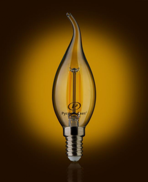 Лампа светодиодная филаментная RS F BXS E14 7W 220-240V 2700К 7Вт 810лм Ra 90 свеча на ветру РС 15011045087 15011045087