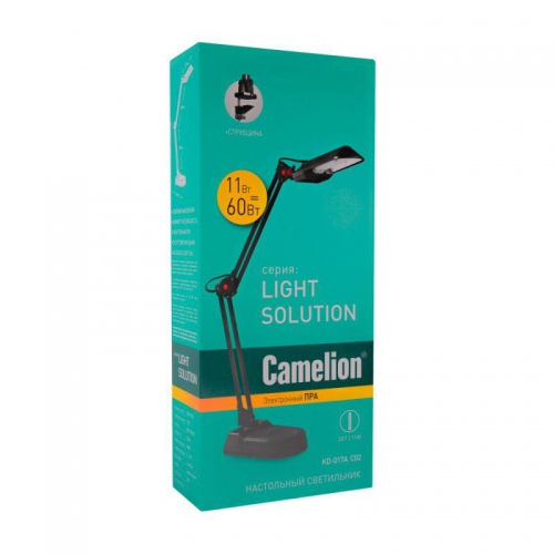 Светильник KD-017A настол. база + струбцина 230В 11Вт КЛЛ 2G7 черн. Camelion 3276 3276