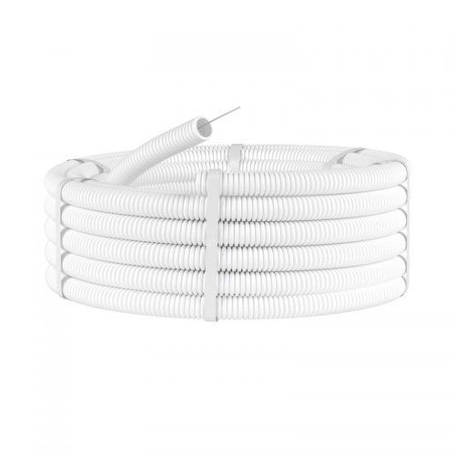 Труба гофрированная ПЛЛ гибкая d20мм с протяжкой безгалоген. (HF) ПВ-0 бел. (уп.100м) DKC 81820 81820