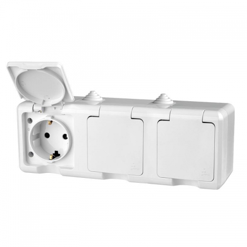 Розетка 3-м ОП Dita 16А IP54 250В с заземл. с крышкой бел. TOKOV ELECTRIC TKL-DT-R3Z-C01-IP54 TKL-DT-R3Z-C01-IP54